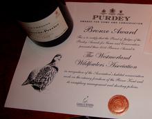 Purdey certificate Bronze Award 2012